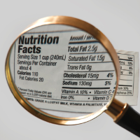 Magnifying glass with nutrition label