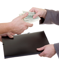 man taking a bribe