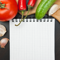 Menu pad with vegetables