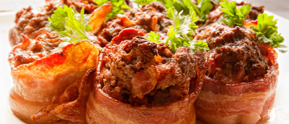 Bacon-wrapped Mini Meatloaves