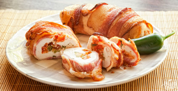 Bacon-wrapped stuffed chicken