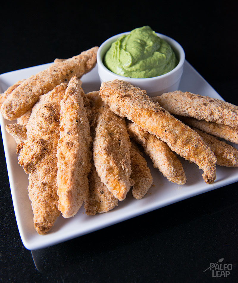 Chicken Tenders With Avocado Cilantro Dip Paleo Leap