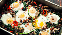 Baked Eggs with Pancetta And Mushrooms