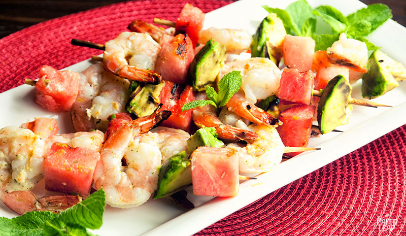 Grilled Shrimp Skewers with Watermelon and Avocado