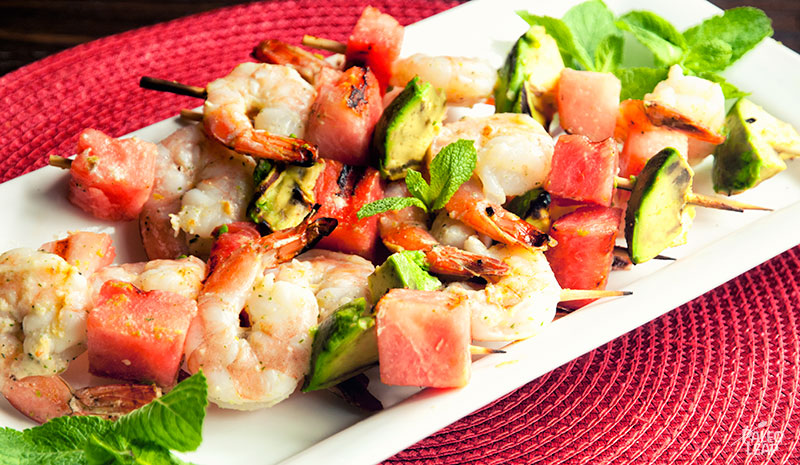 Shrimp Skewers With Watermelon And Avocado | Paleo Leap