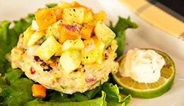 Shrimp Burgers with Pineapple-Avocado Salsa