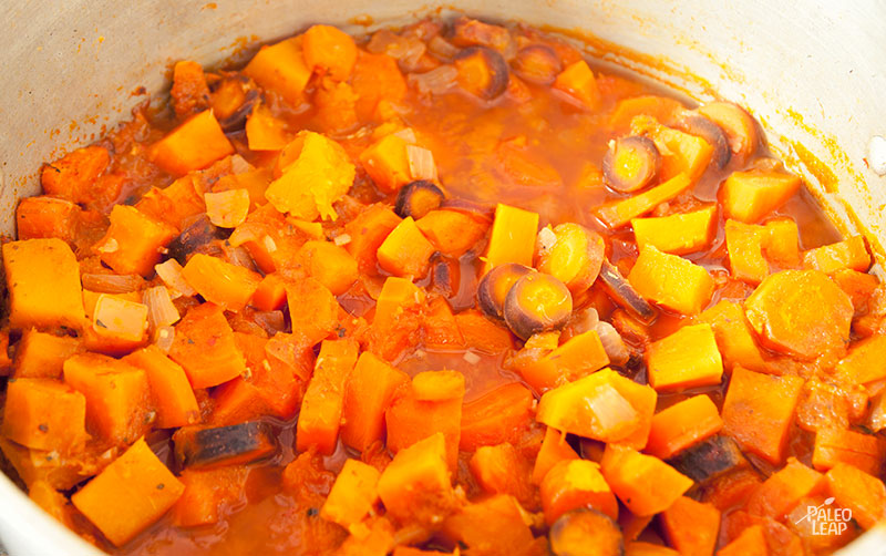 Sweet Potato and Carrot Soup preparation