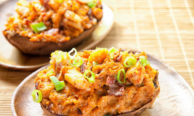 Bacon-Shrimp Stuffed Sweet Potatoes