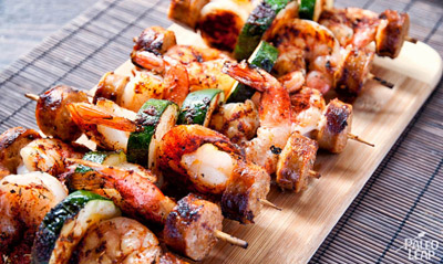 Shrimp Sausage Skewers