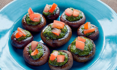 Pesto Stuffed Mushrooms