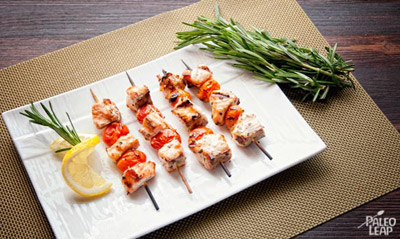 Grilled Salmon-Tomato Skewers