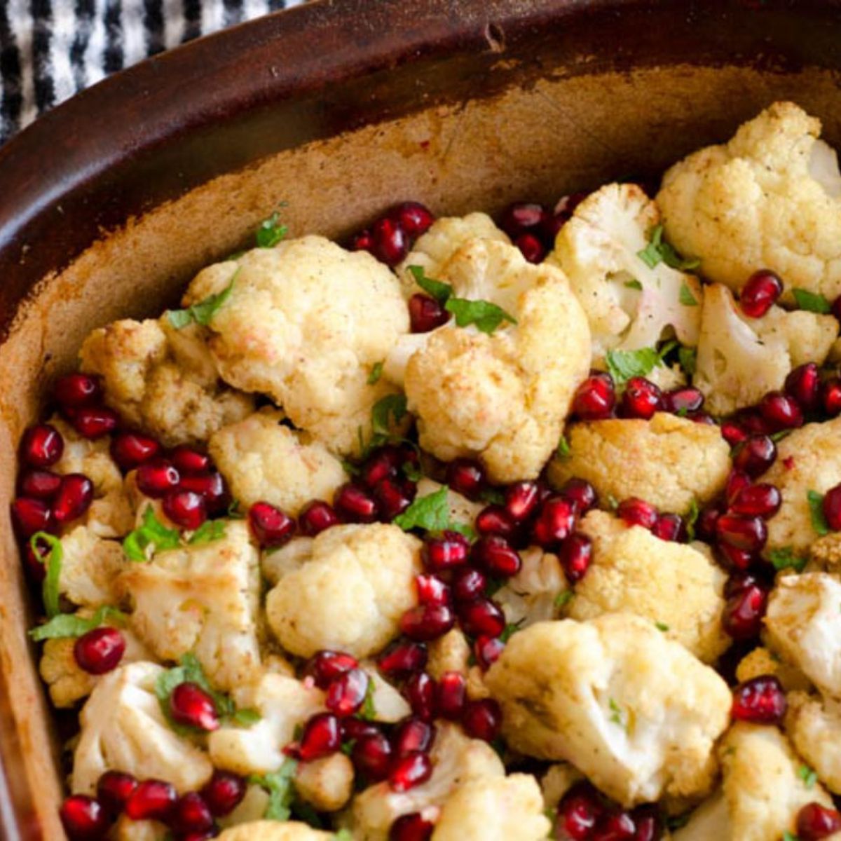 Roasted cauliflower with mint and pomegranate Featured