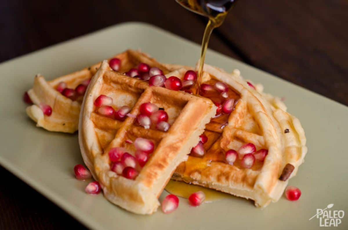 Almond Flour Waffles with Pomegranate