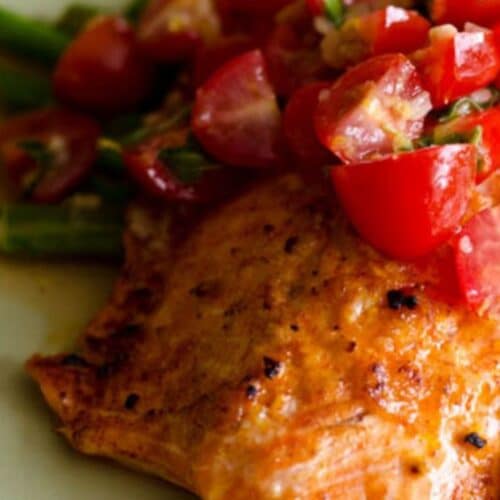 Salmon With Cherry Tomato Salsa And Asparagus Recipe