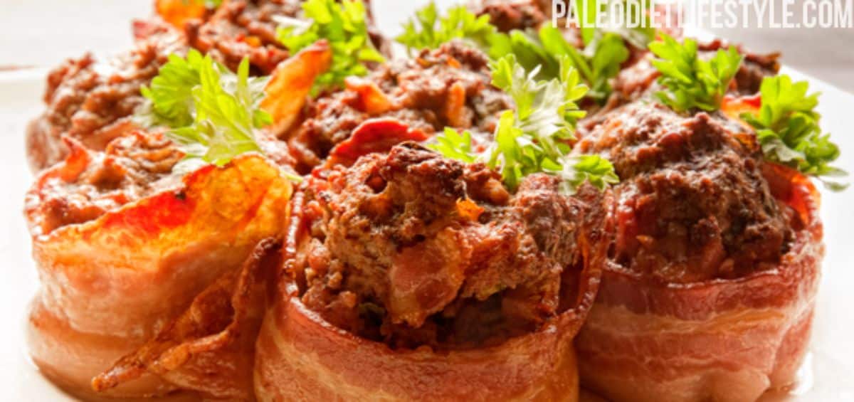 Bacon-wrapped mini meatloaves