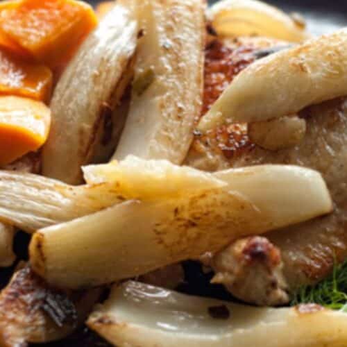 Braised chicken with fennel and sweet potatoes Recipe