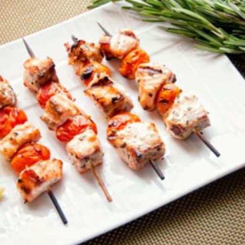 Grilled Salmon-Tomato Skewers Recipe