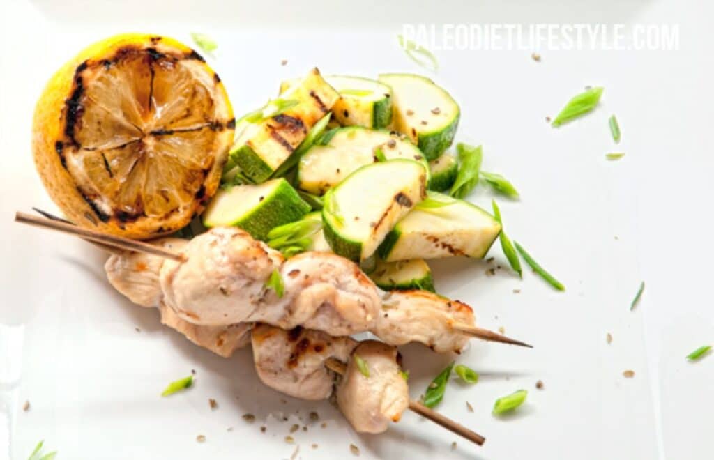 Lemon Chicken Kebabs With Grilled Zucchinis Recipe Paleo Leap