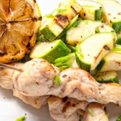 Lemon Chicken Kebabs With Grilled Zucchinis Recipe