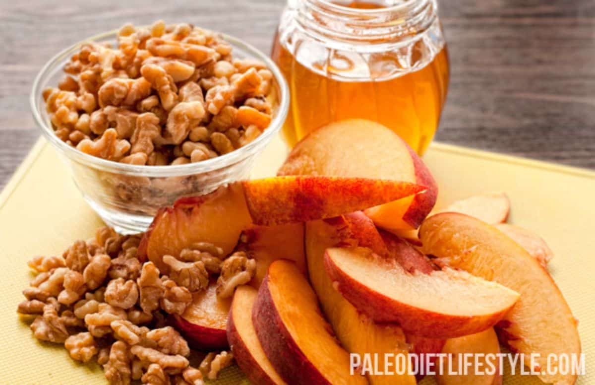 Honey-Coated Walnuts and Peaches Recipe Preparation