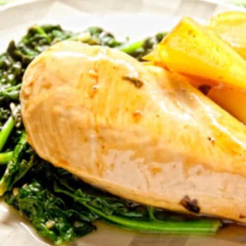 Balsamic Chicken and Pears with Spinach Recipe