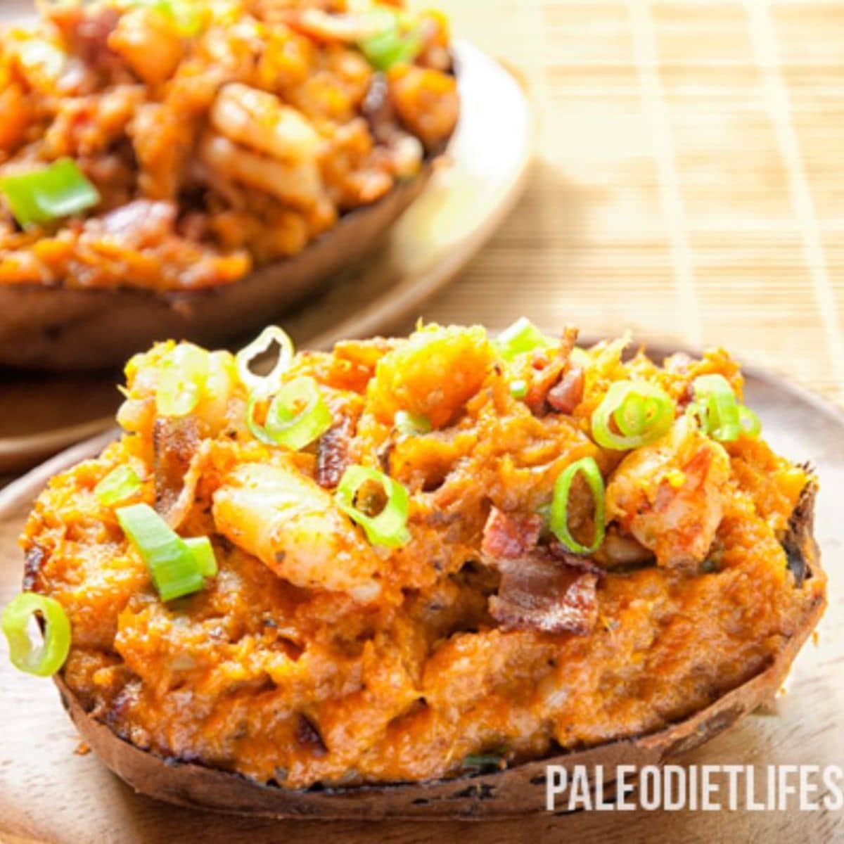 Bacon-Shrimp Stuffed Sweet Potatoes Featured