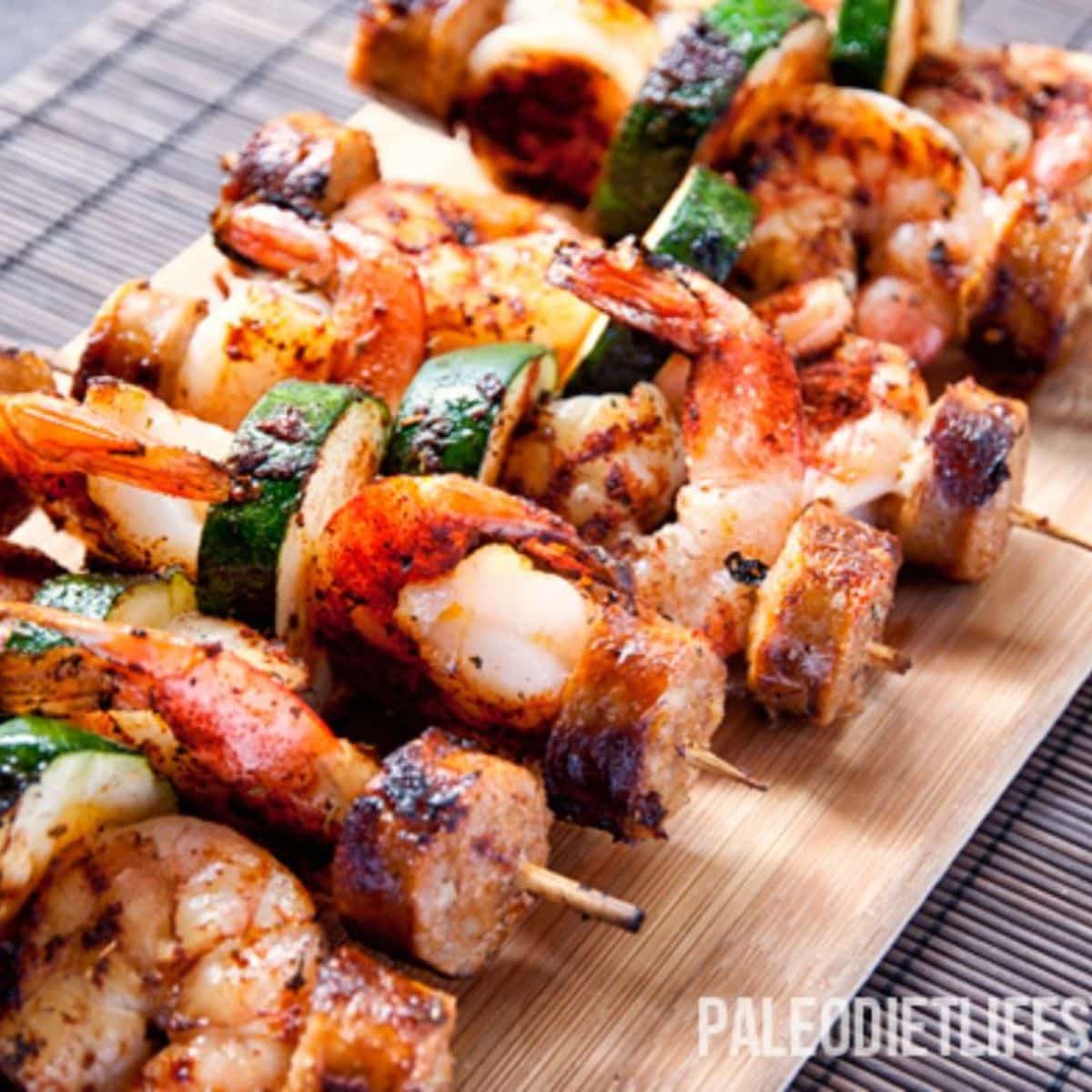 Shrimp Sausage Skewers Featured