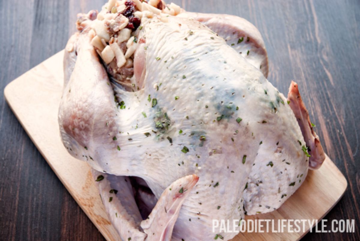 Herb-Crusted Turkey With Apple-cranberry And Veal Stuffing Recipe Preparation
