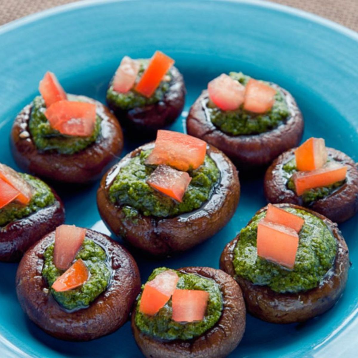 Pesto Stuffed Mushrooms Featured