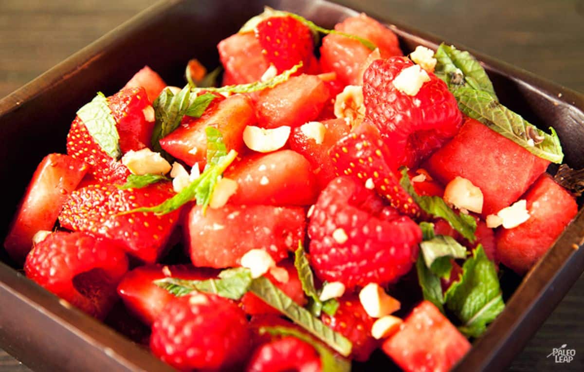 Watermelon Raspberry and Mint Salad