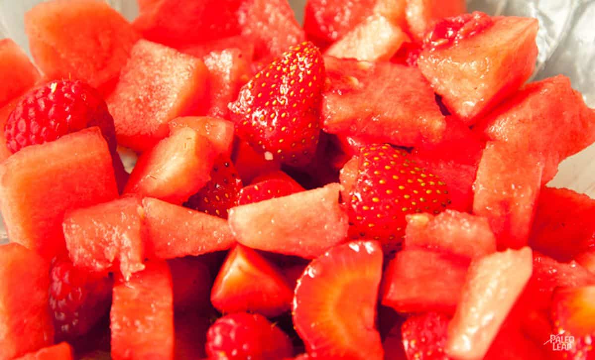 Watermelon Raspberry and Mint Salad Recipe Preparation