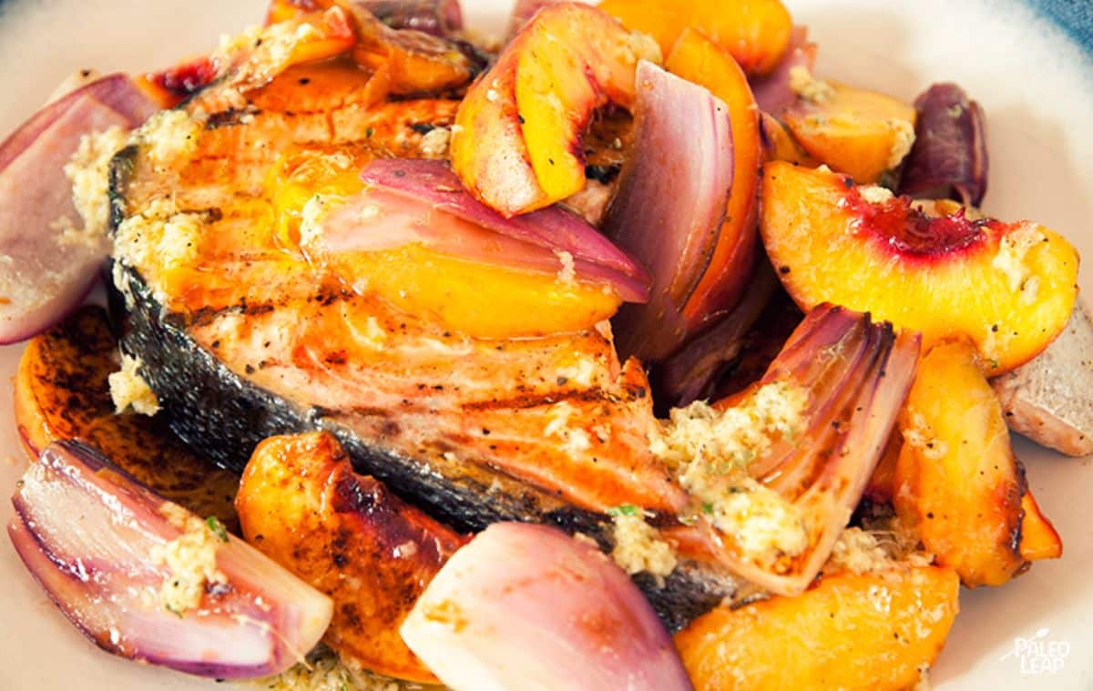 Ginger Salmon With Peaches