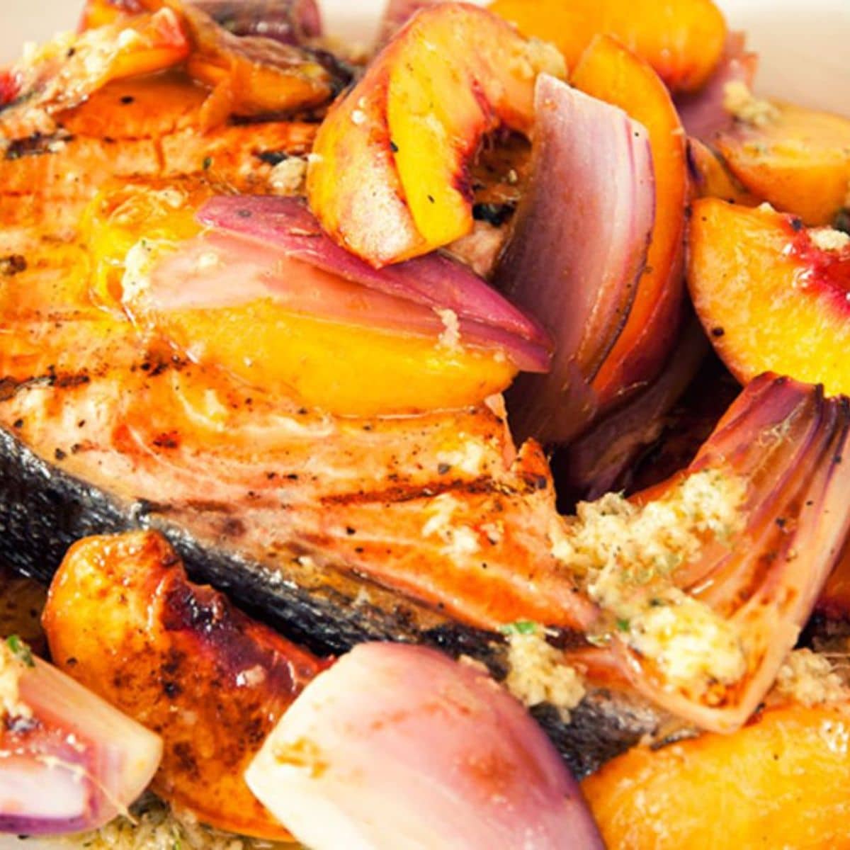 Ginger Salmon With Peaches Featured