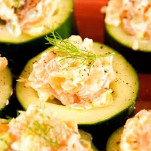 Smoked Salmon Salad in Cucumber Slices Recipe