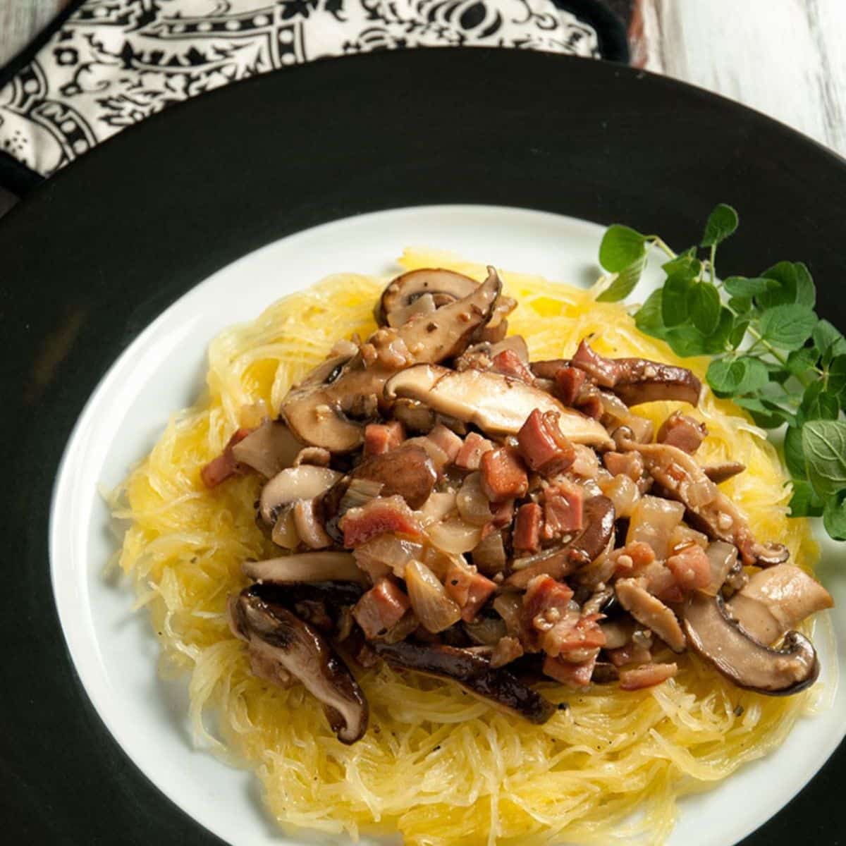 Spaghetti Squash with Creamy Mushroom Sauce Featured