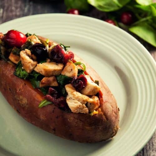 Chicken and Cranberry Stuffed Sweet Potatoes Recipe