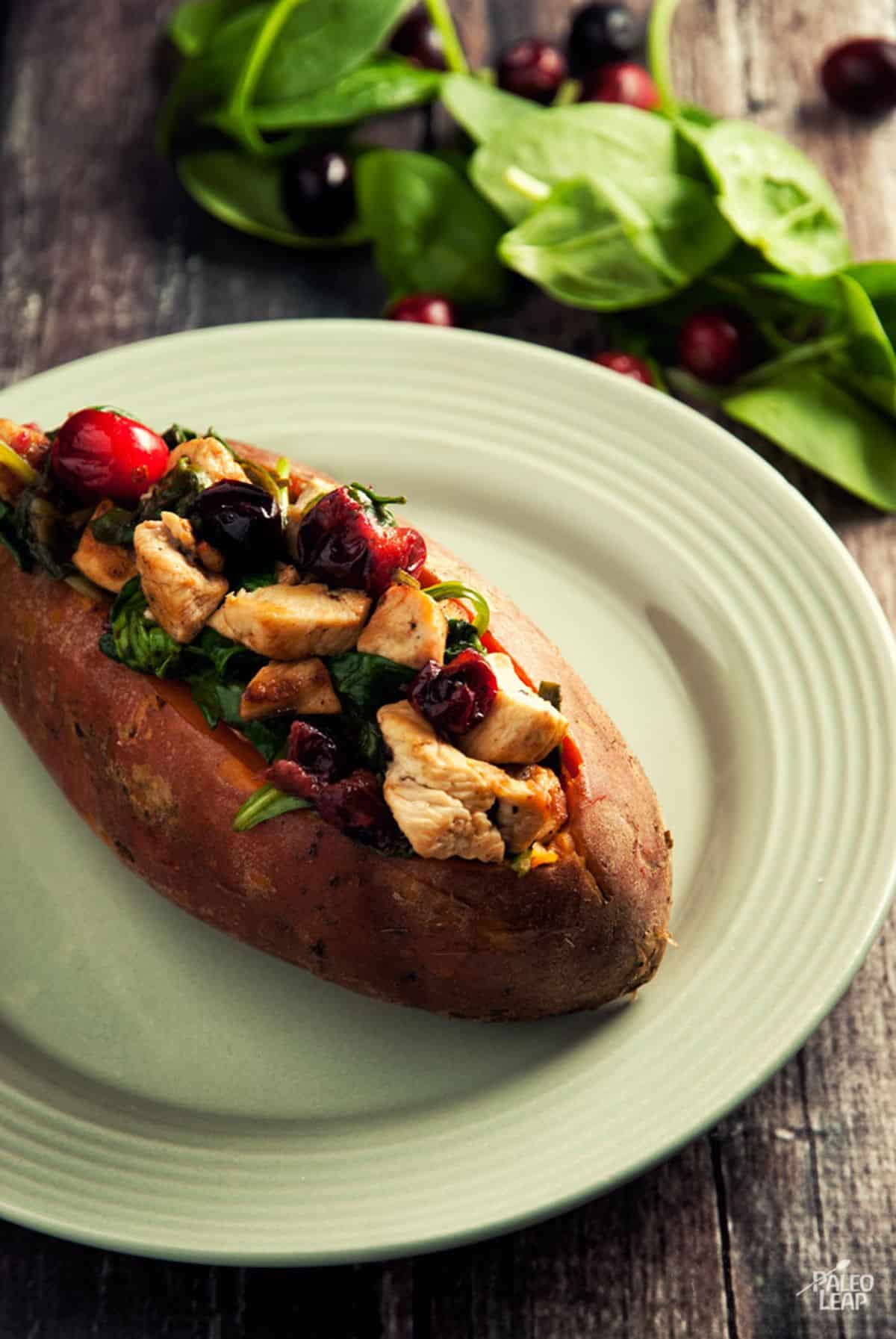 Chicken and Cranberry Stuffed Sweet Potatoes