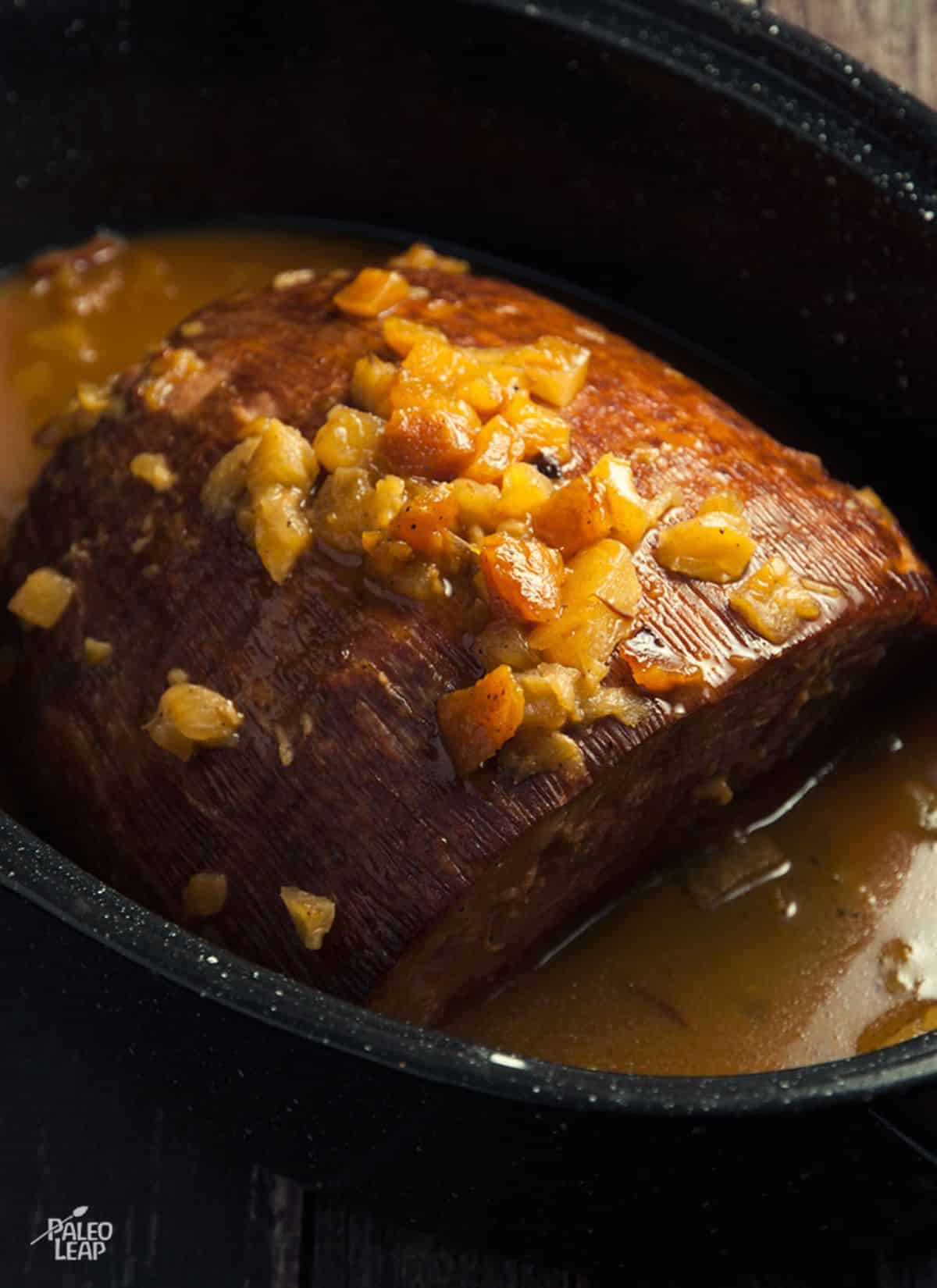 Slow Cooker Ham With Pineapple and Mustard Glaze Recipe Preparation