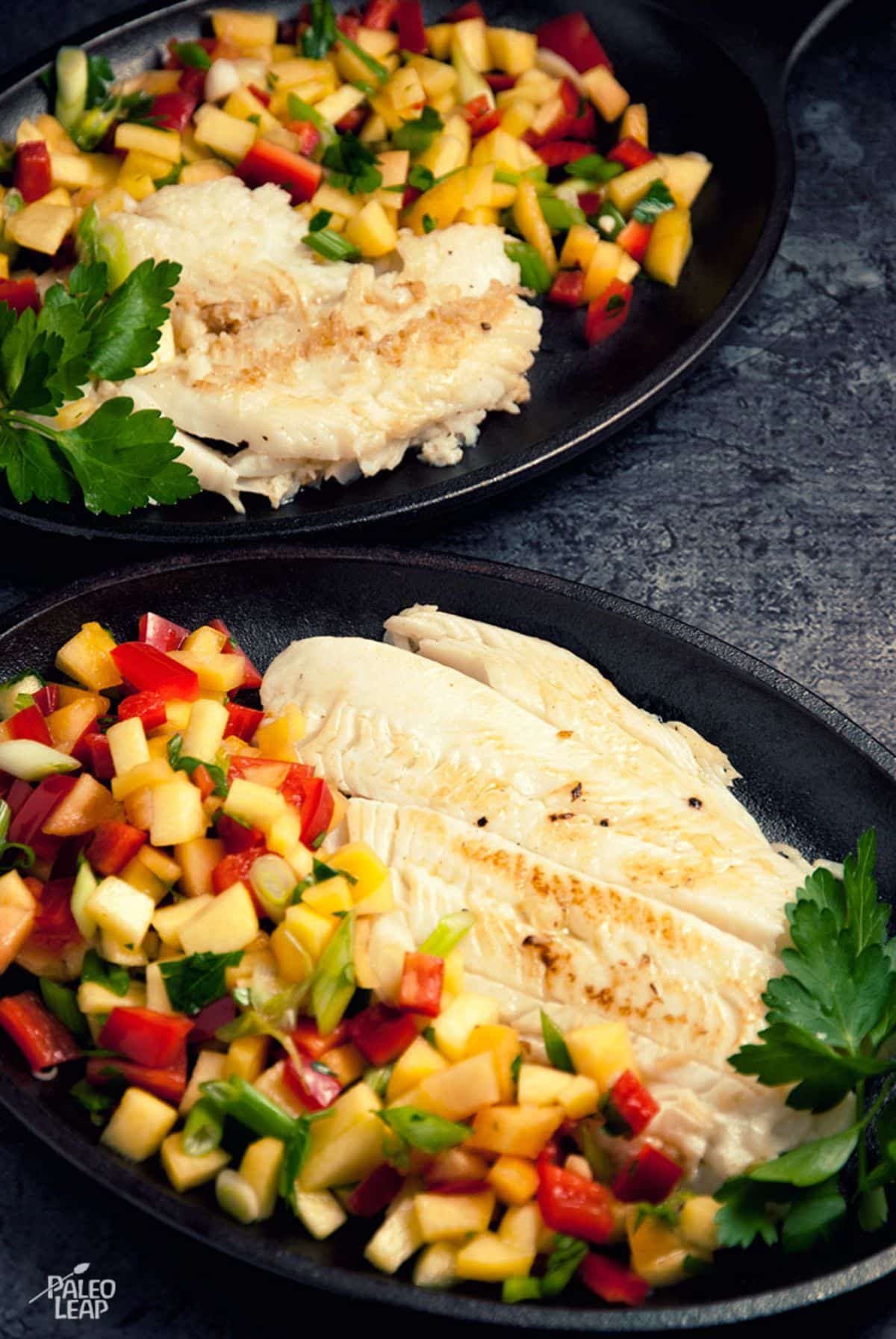 Halibut with Peach and Pepper Salsa