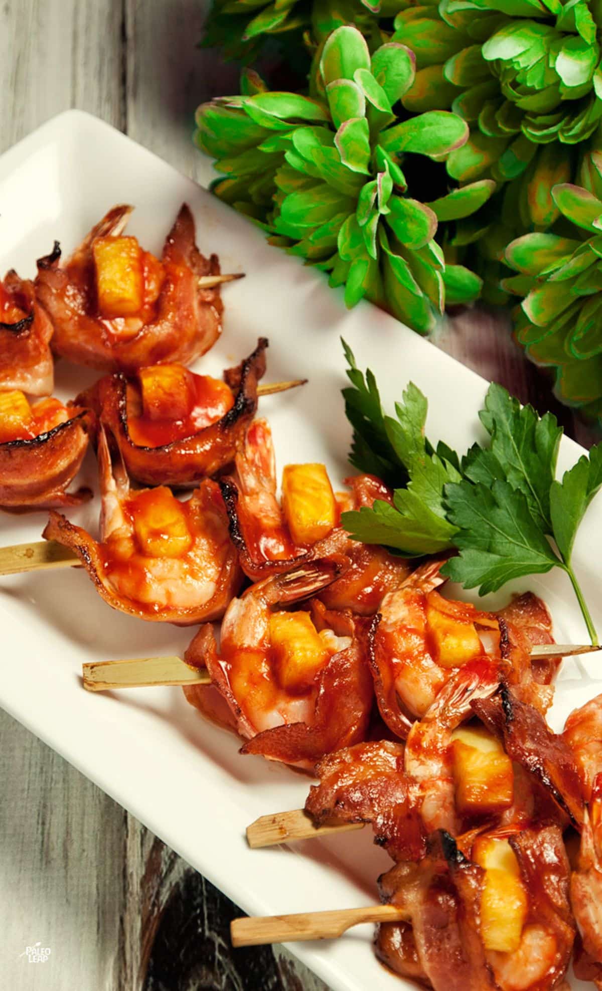 Shrimp Pineapple and Bacon Skewers