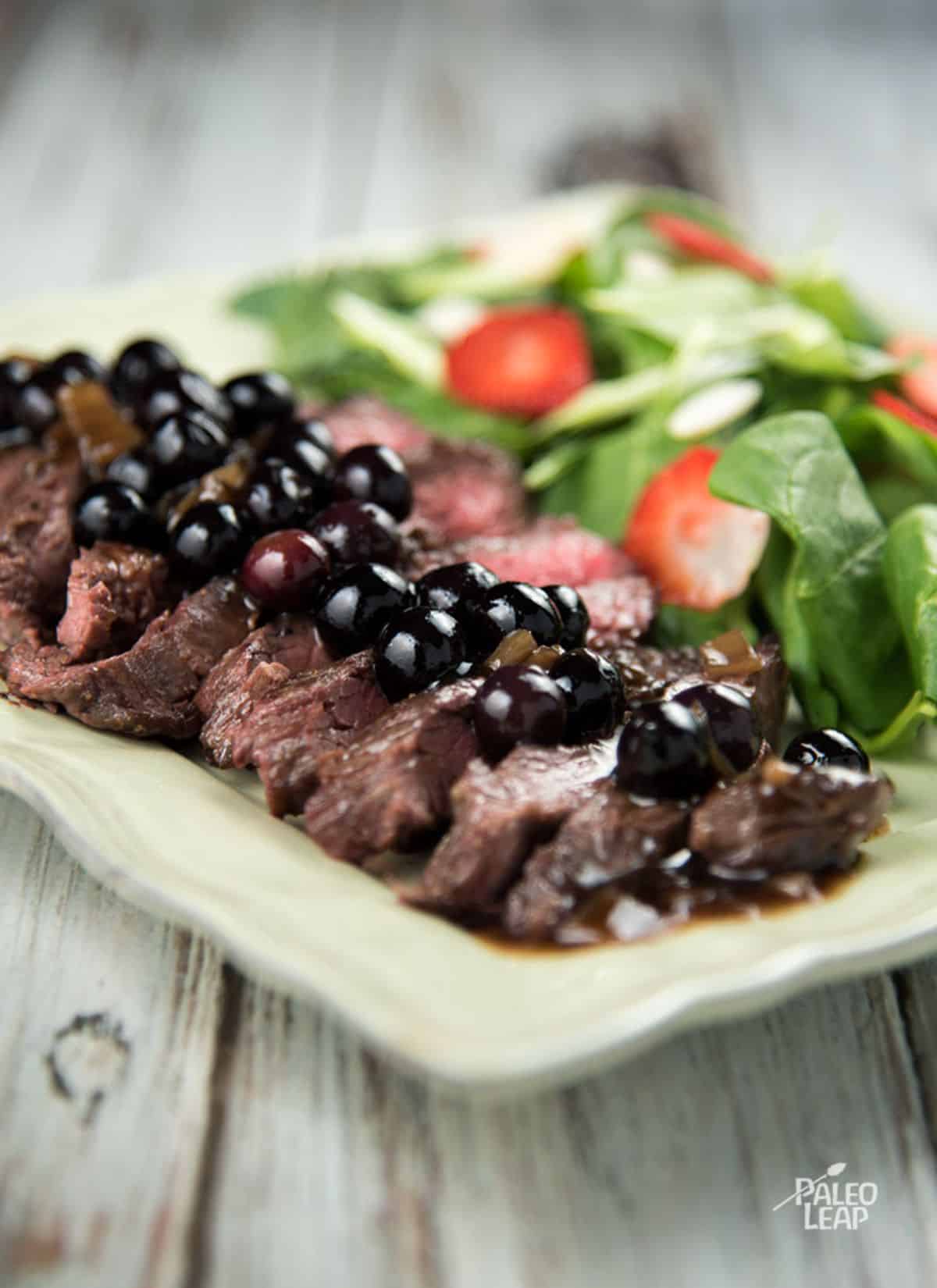 Flank Steak With Blueberry Sauce Recipe Preparation