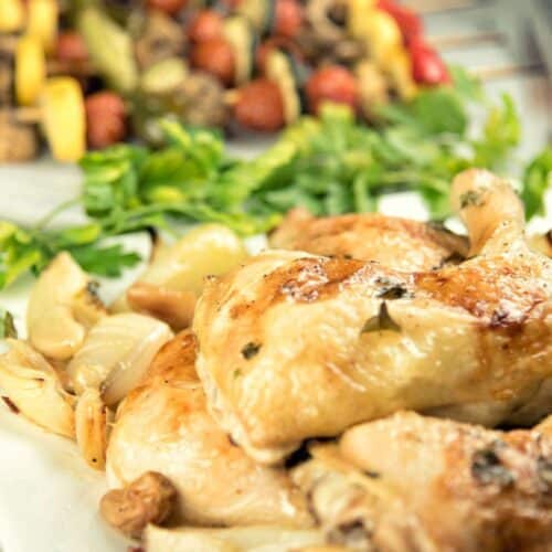 Roasted Chicken Legs With Vegetable Kabobs Recipe