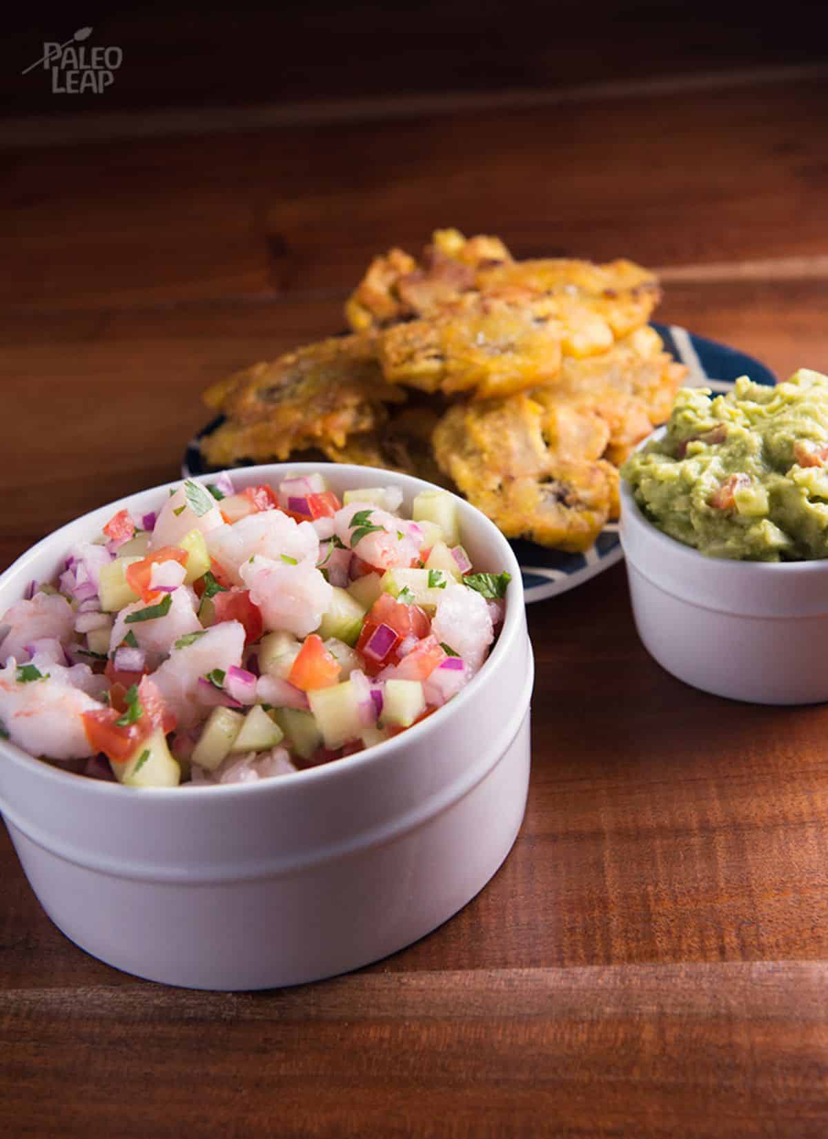Ancestral Tables Shrimp Ceviche with Tostones