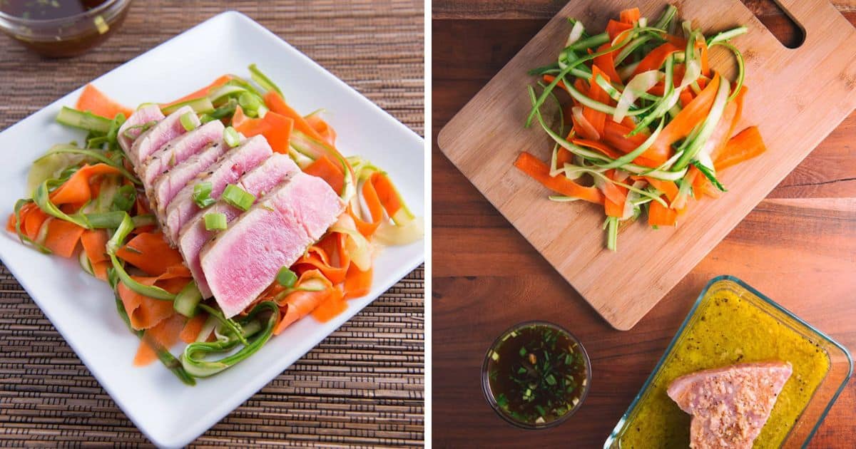 Asian Marinated Tuna with Shaved Salad Recipe Paleo Leap