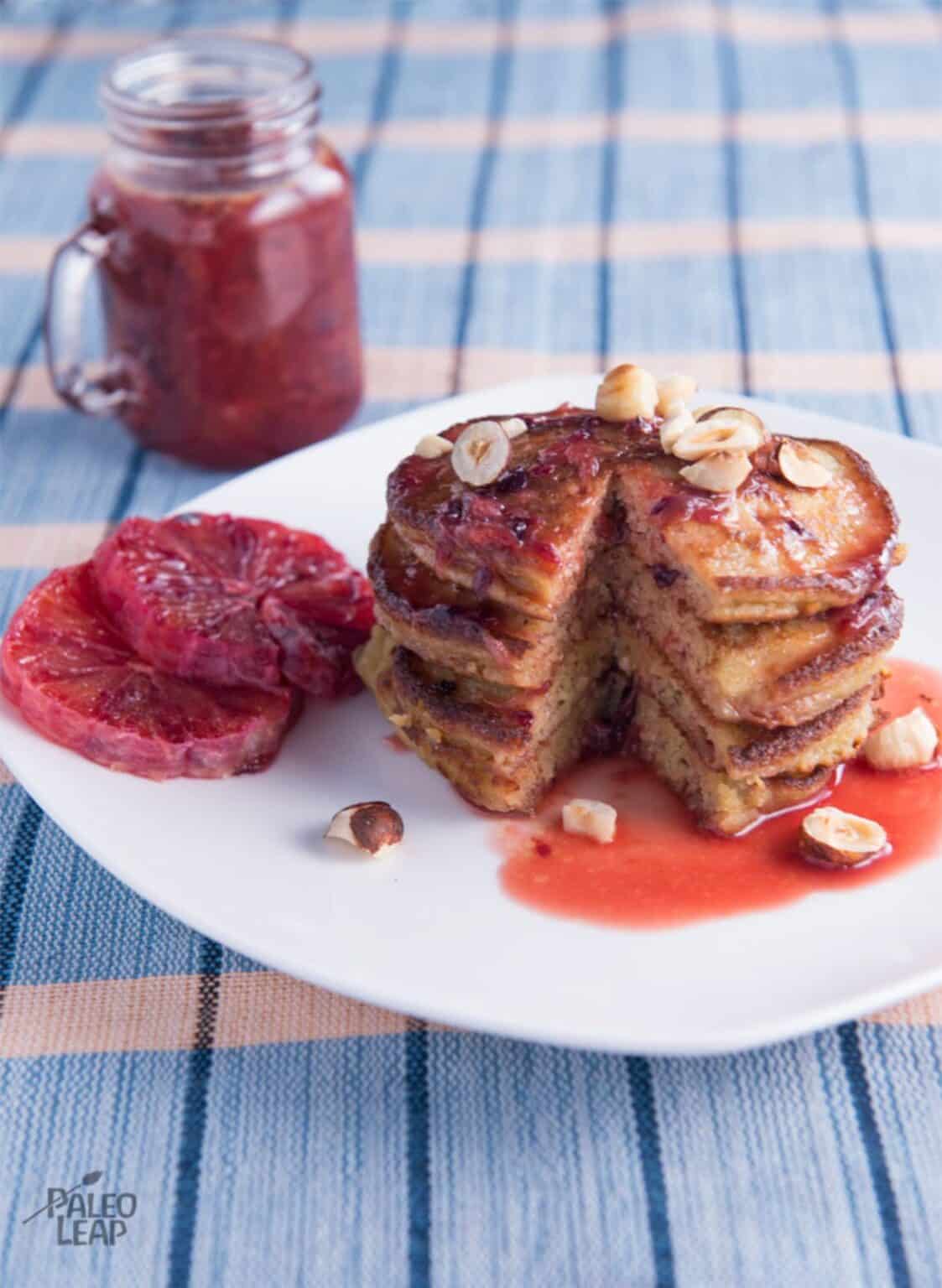 Hazelnut Pancakes With Blood Orange Sauce Recipe Paleo Leap