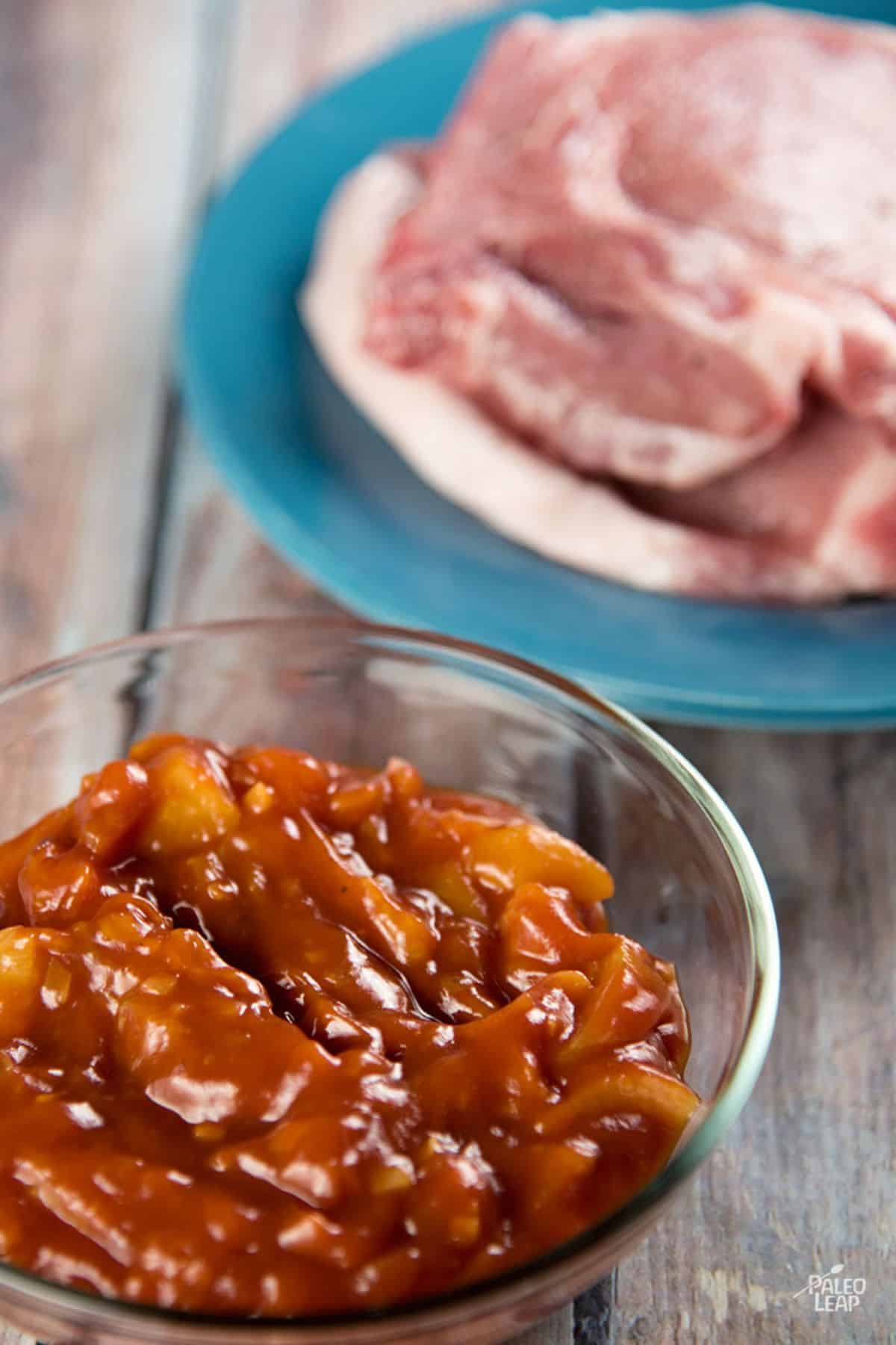 Pork Chops With BBQ Peach Sauce Recipe Preparation