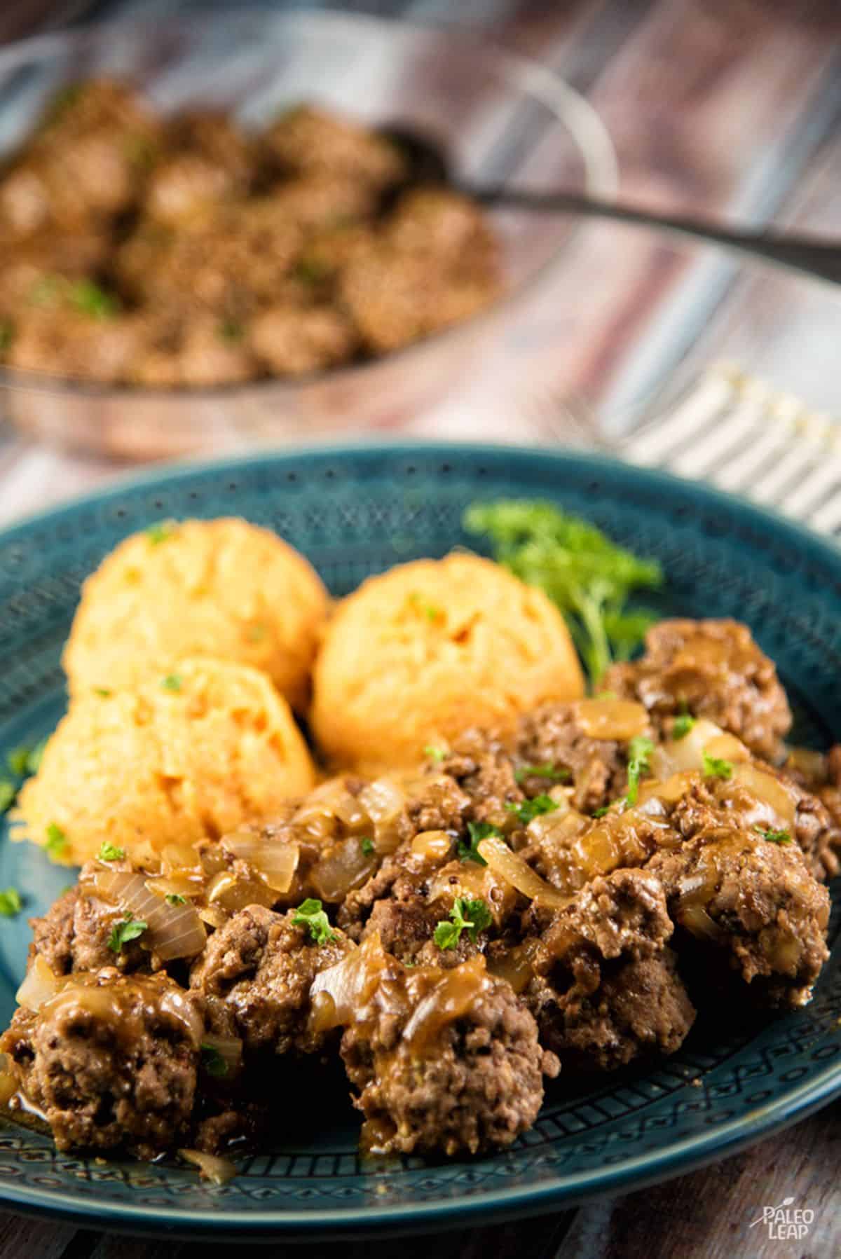 Steak Meatballs with Mashed Potatoes