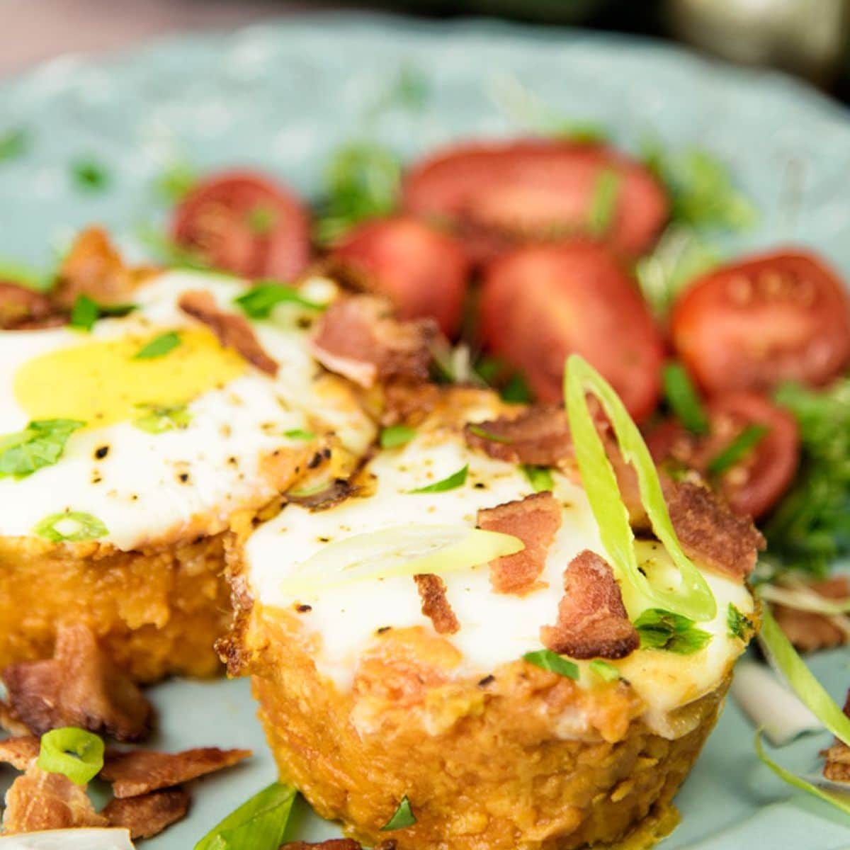 Spiralized Sweet Potato Egg in a Hole - Eat the Gains