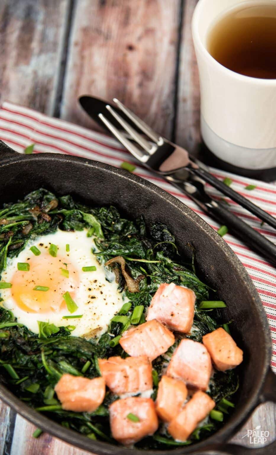 Baked Eggs With Spinach And Smoked Salmon Recipe Paleo Leap