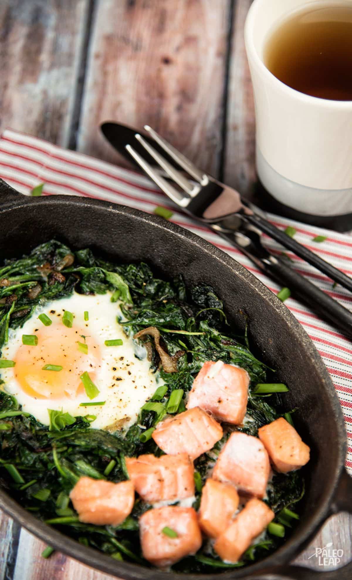 Baked Eggs With Spinach And Smoked Salmon
